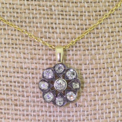 Victorian 1.20 Carat Old Cut Diamond Cluster Pendant, Circa 1880
