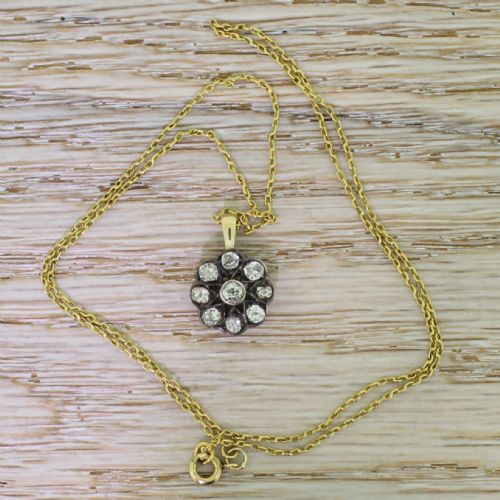 fig 2. Victorian 1.20 Carat Old Cut Diamond Cluster Pendant, circa 1880
