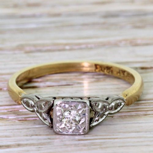 fig 1. Art Deco Old Cut Diamond Engagement Ring, 18k Gold & Platinum, circa 1930

