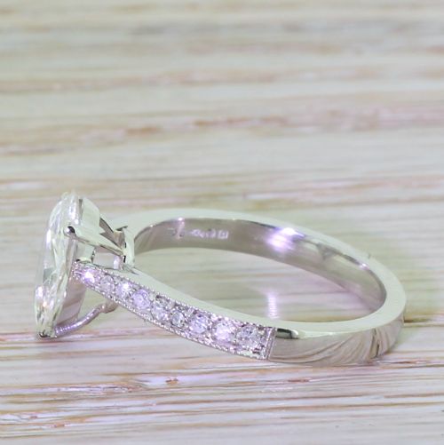 fig 2. 1.14 Carat Pear-Shaped Old Cut Diamond Engagement Ring, Platinum