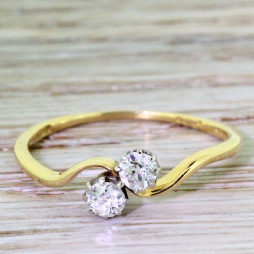 fig 1. Art Deco 0.40 Carat Old Cut Diamond Crossover Ring, circa 1930