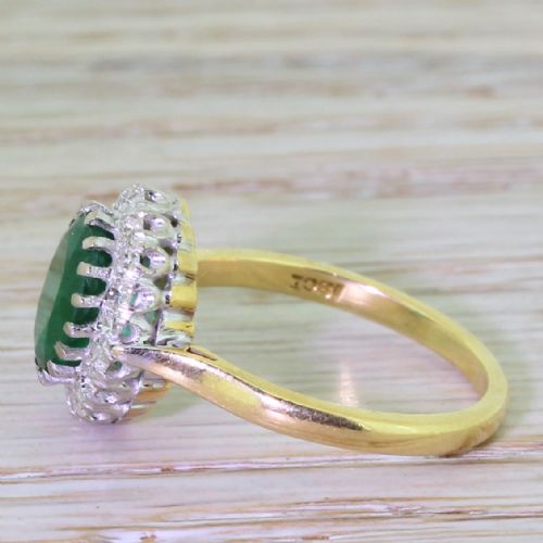 fig 2. Mid Century 2.00 Carat Emerald & Diamond Cluster Ring, circa 1950