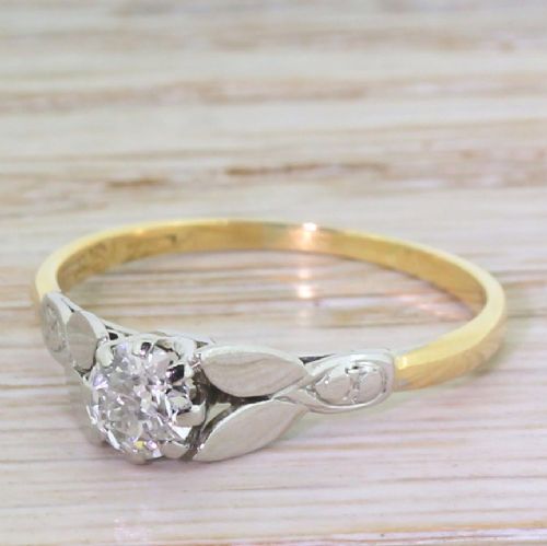 Art Deco 0.35 Carat Old Cut Diamond Engagement Ring, Circa 1925
