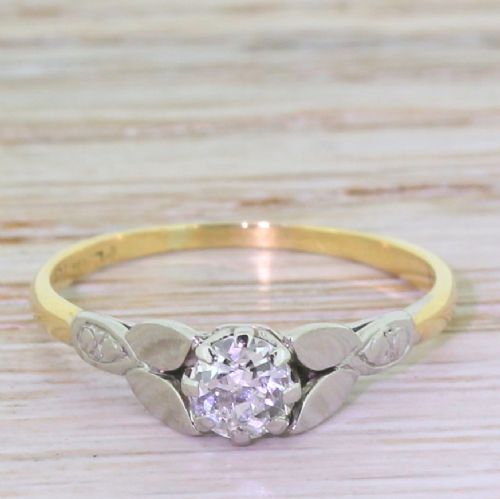 fig 1. Art Deco 0.35 Carat Old Cut Diamond Engagement Ring, circa 1925