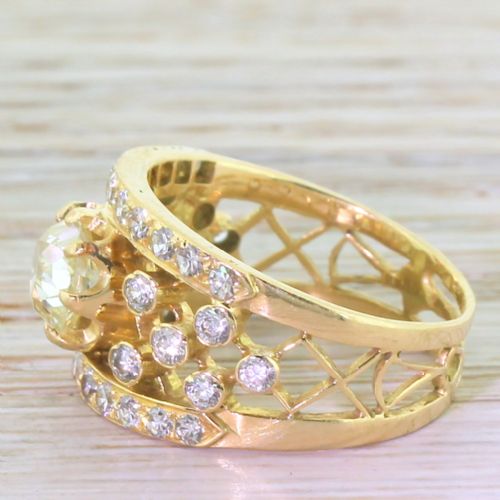 fig 2. Mid Century 2.53 Carat Old Cut Diamond “Bubbles” Ring, circa 1950