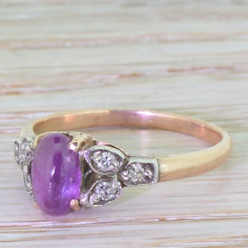 Victorian 1.00 Carat Cabochon Ruby Solitaire Ring, Circa 1900
