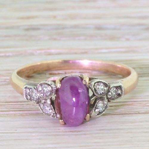 fig 1. Victorian 1.00 Carat Cabochon Ruby Solitaire Ring, circa 1900