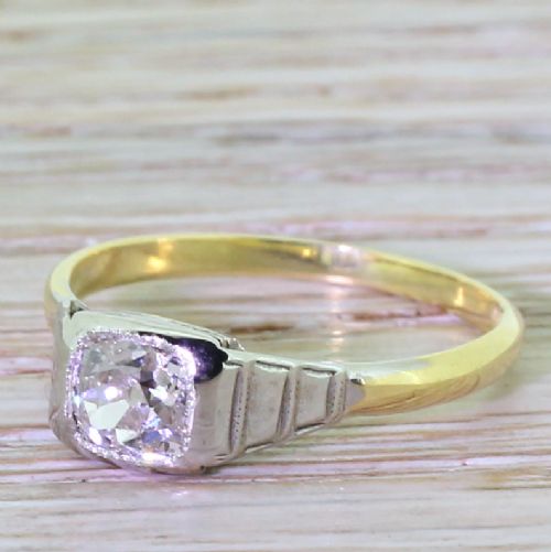 Art Deco 0.70 Carat Old Cushion Cut Diamond Engagement Ring, Circa 1925
