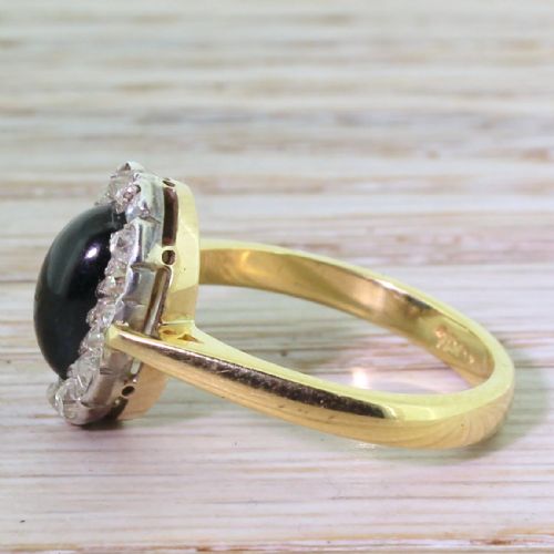 fig 2. Victorian Cabochon Sapphire & Old Cut Diamond Cluster Ring, circa 1880
