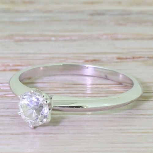 0.59 Carat Old Cut Diamond Engagement Ring, Platinum
