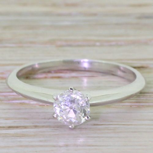 fig 1. 0.59 Carat Old Cut Diamond Engagement Ring, Platinum
