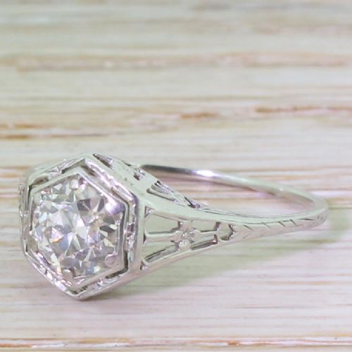 Art Deco 0.80 Carat Old European Cut Diamond Engagement Ring, Circa 1935

