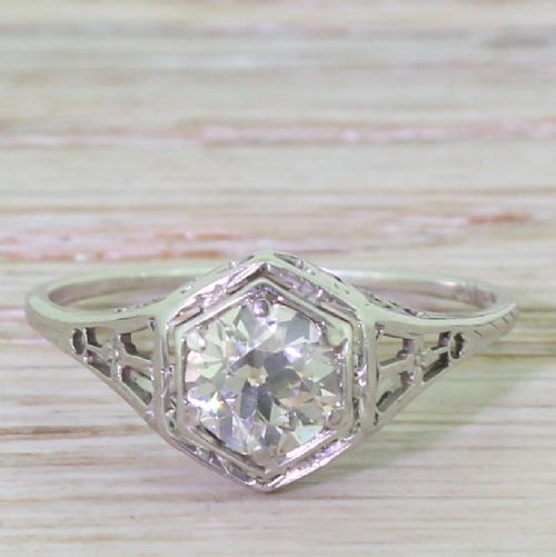 fig 1. Art Deco 0.80 Carat Old European Cut Diamond Engagement Ring, circa 1935
