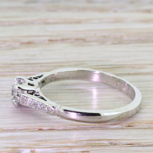 fig 2. Mid Century 0.40 Carat Round Brilliant Cut Diamond Engagement Ring, circa 1950
