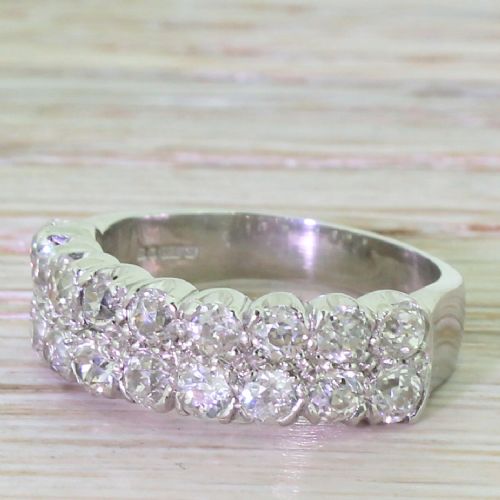 Art Deco 1.44 Carat Old Cut Diamond Two Row Ring, Circa 1935

