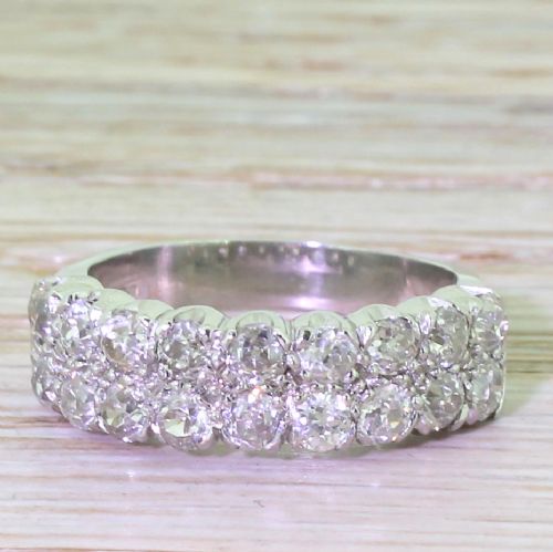 fig 1. Art Deco 1.44 Carat Old Cut Diamond Two Row Ring, circa 1935