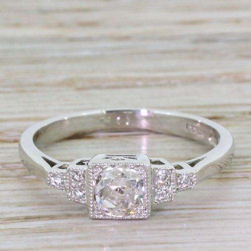 fig 1. 0.50 Carat Old European Cut Diamond Engagement Ring, Platinum
