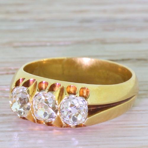 Victorian 1.50 Carat Old Cut Diamond Trilogy Ring, Circa 1880
