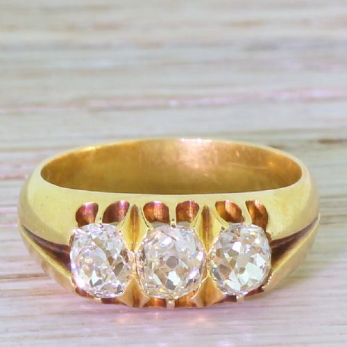 fig 1. Victorian 1.50 Carat Old Cut Diamond Trilogy Ring, circa 1880