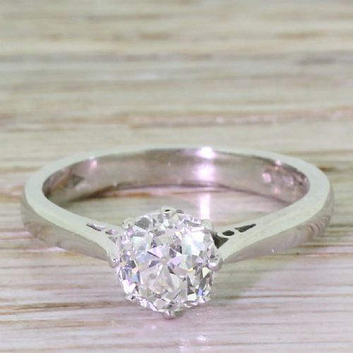 fig 1. 1.27 Carat Old Cushion Cut Diamond Engagement Ring, Platinum