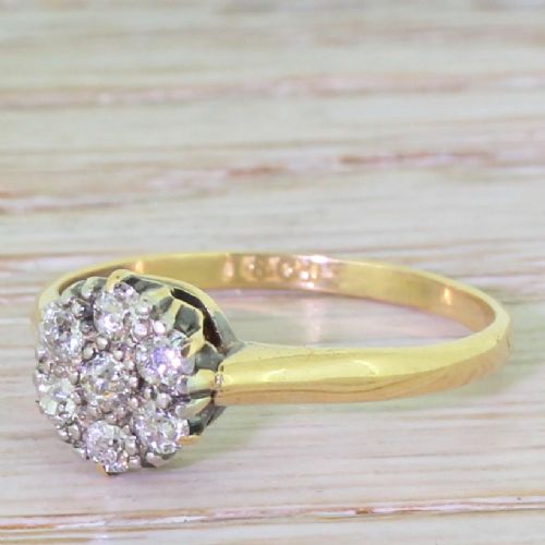 Victorian 0.35 Carat Old Cut Diamond Daisy Cluster Ring, Circa 1900
