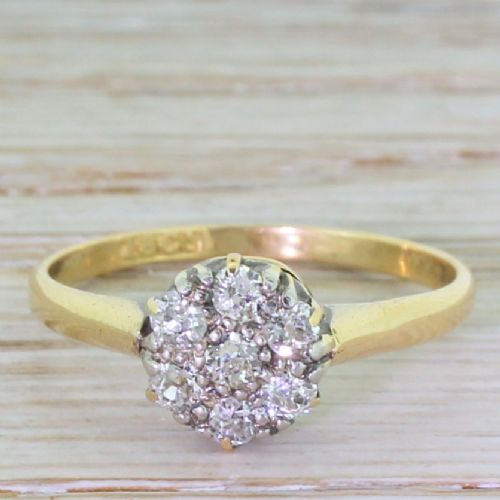 fig 1. Victorian 0.35 Carat Old Cut Diamond Daisy Cluster Ring, circa 1900