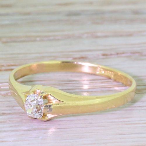 Victorian 0.20 Carat Old Cushion Cut Diamond Ring, Circa 1890
