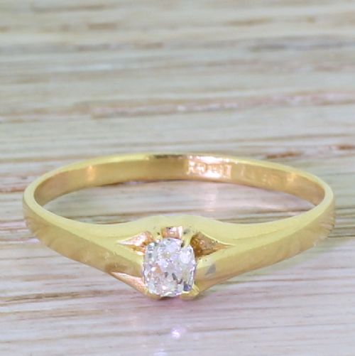 fig 1. Victorian 0.20 Carat Old Cushion Cut Diamond Ring, circa 1890