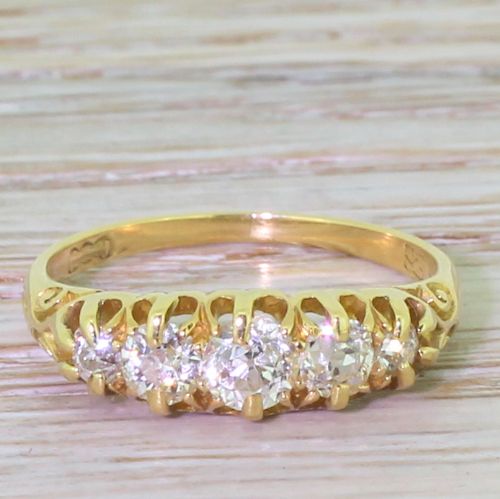 fig 1. Victorian 0.65 Carat Old Cut Diamond Five Stone Ring, circa 1900