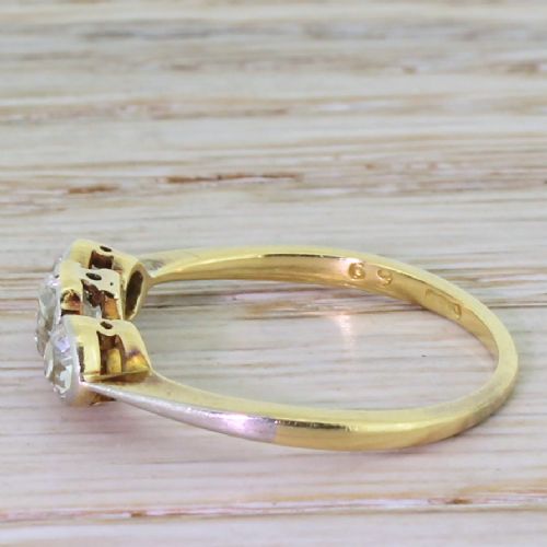 fig 2. Art Deco 1.00 Carat Old Cut Diamond Trilogy Ring, circa 1915