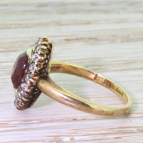 fig 2. Victorian 1.51 Carat Ruby & Old Cut Diamond Navette Ring, circa 1890