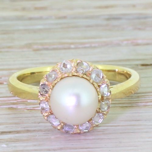 fig 1. Victorian Pearl & Rose Cut Diamond Cluster Ring, circa 1860