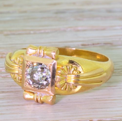 Victorian 0.87 Carat Old Cut Diamond Solitaire Engagement Ring, Circa 1900
