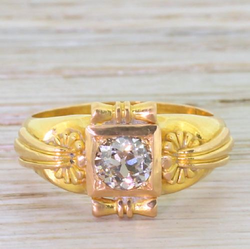 fig 1. Victorian 0.87 Carat Old Cut Diamond Solitaire Engagement Ring, circa 1900