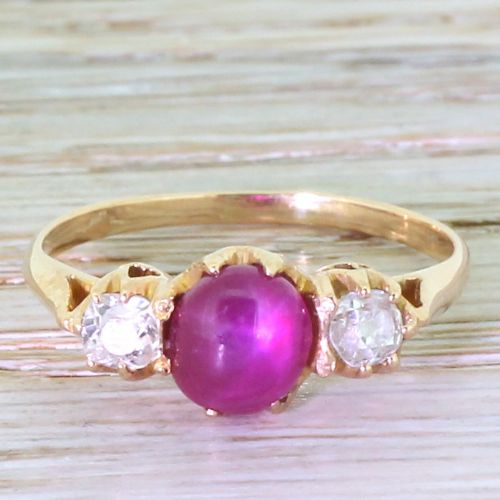 fig 1. Victorian Star Ruby & Old Cut Diamond Trilogy Ring, circa 1900
