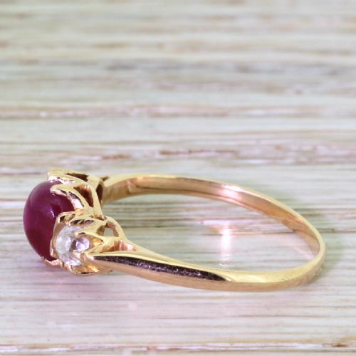 fig 2. Victorian Star Ruby & Old Cut Diamond Trilogy Ring, circa 1900
