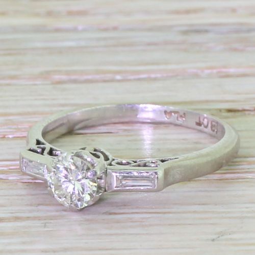 Art Deco 0.40 Old European Cut Diamond Engagement Ring, Circa 1930
