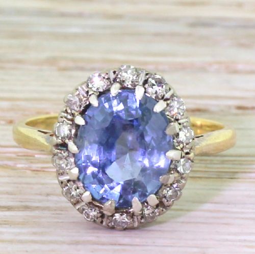 fig 1. Retro 3.00 Carat Sky Blue Sapphire & Diamond Ring, circa 1940
