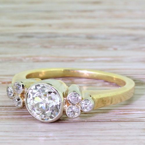 Art Deco 0.85 Carat Old Cut Diamond Engagement Ring, Circa 1940
