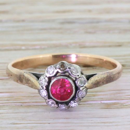 fig 1. Victorian Ruby & Old Cut Diamond Target Cluster Ring, circa 1880
