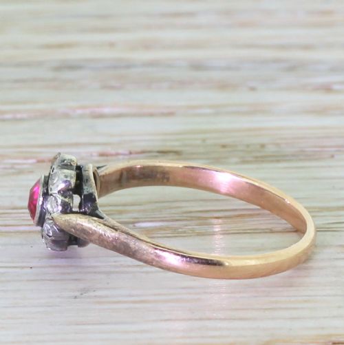 fig 2. Victorian Ruby & Old Cut Diamond Target Cluster Ring, circa 1880
