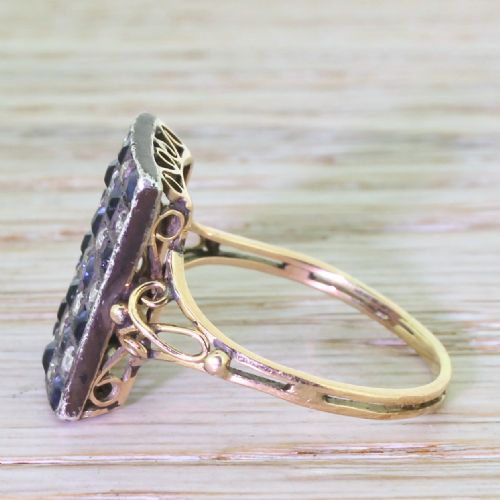 fig 2. Edwardian Sapphire & Diamond Checkerboard Plaque Ring, circa 1905