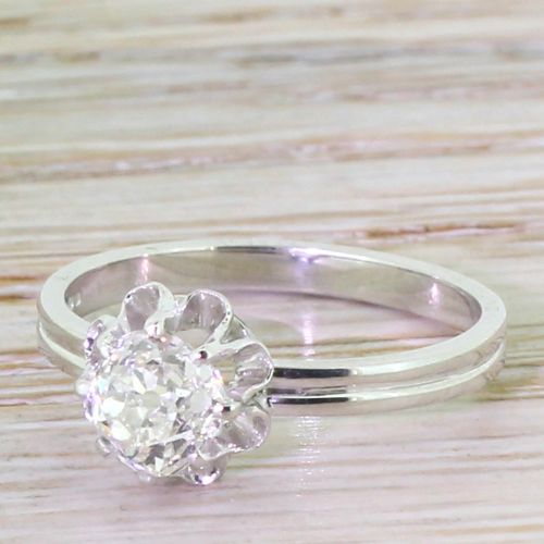 Edwardian 0.91 Carat Old Cut Diamond “Buttercup” Engagement Ring, Circa 1910
