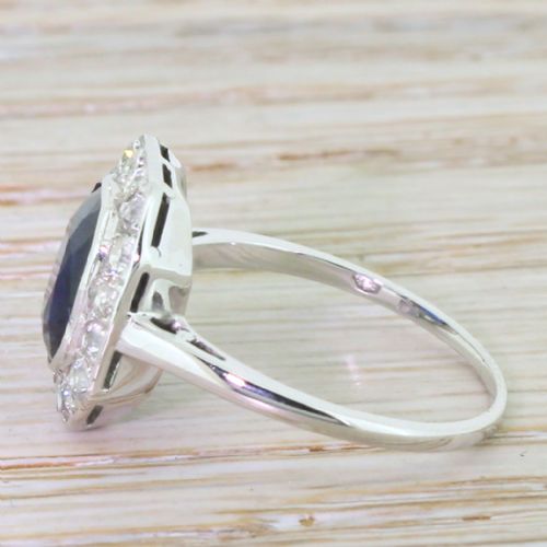 fig 2. Art Deco 2.50 Carat Sapphire & Old Cut Diamond Ring, Austrian, circa 1930
