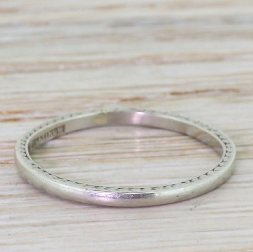 Art Deco 2mm Wedding Ring, Platinum, Dated 1938
