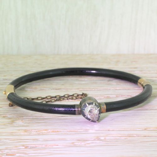 fig 1. Georgian Pear Rose Cut Diamond Mourning Bangle, circa 1800