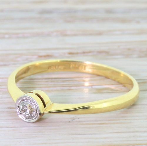 Art Deco 0.15 Carat Old Cut Diamond Engagement Ring, Circa 1925
