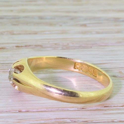 fig 2. Early 20th Century 0.35 Carat Old Cut Diamond Gypsy Style Ring, dated 1917