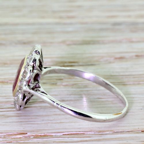 fig 2. Retro 1.70 Carat Ruby & Old Cut Diamond Cluster Ring, circa 1945