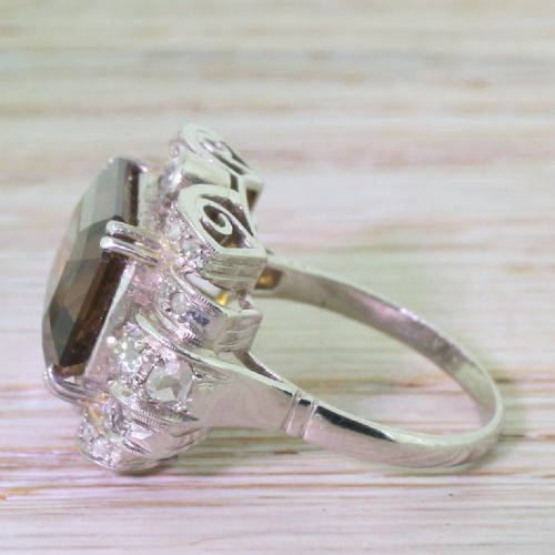 fig 2. Art Deco 8.14 Carat Greenish Brown Sapphire Cocktail Ring, circa 1935